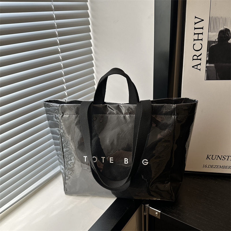 Clear Minimalist Tote Bag 2024-2025 Collections - Fashion Transparent Work Purse Women, Lightweight Spacious Retro Lettering Handbag Free Shipping
