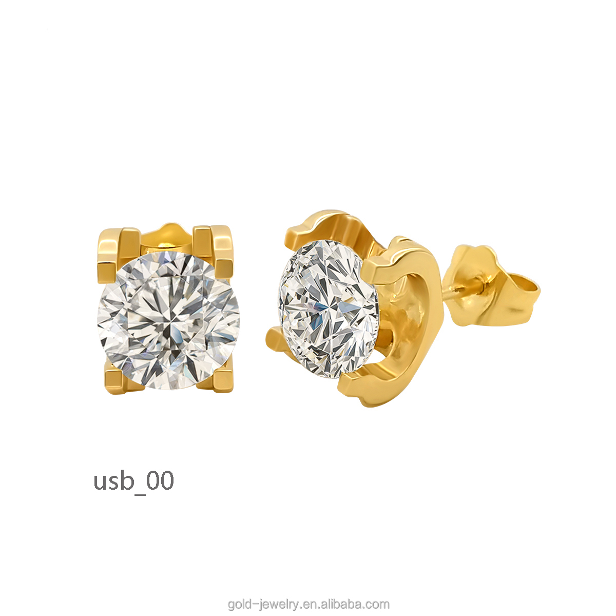 14k Solid Yellow Gold Moissanite Studs Earrings for Women Wedding Gift Fine Jewelry