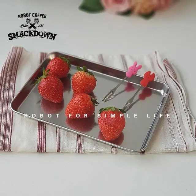 Nordic Stainless Steel Rectangular Coffee Shop Pallet Storage Disk Net Snack Cake Dish Dining Dessert Plate Kitchen Dish Tray Y251129