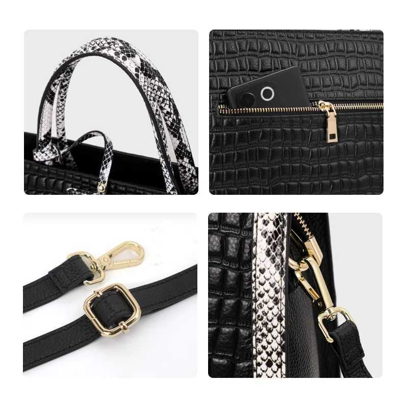 Aidrani Womens genuine leather handbag fashion crocodile patterned cowhide bag large capacity luxury brand bag K251128