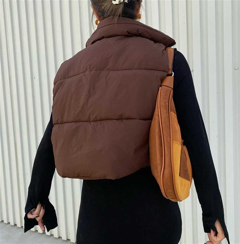 Fashion Zipper Vest For Women Autumn Winter Stand Collar Sleeveless Coat Lady Casual Street Warm Jacket Elegant Outfit ClothingT251129