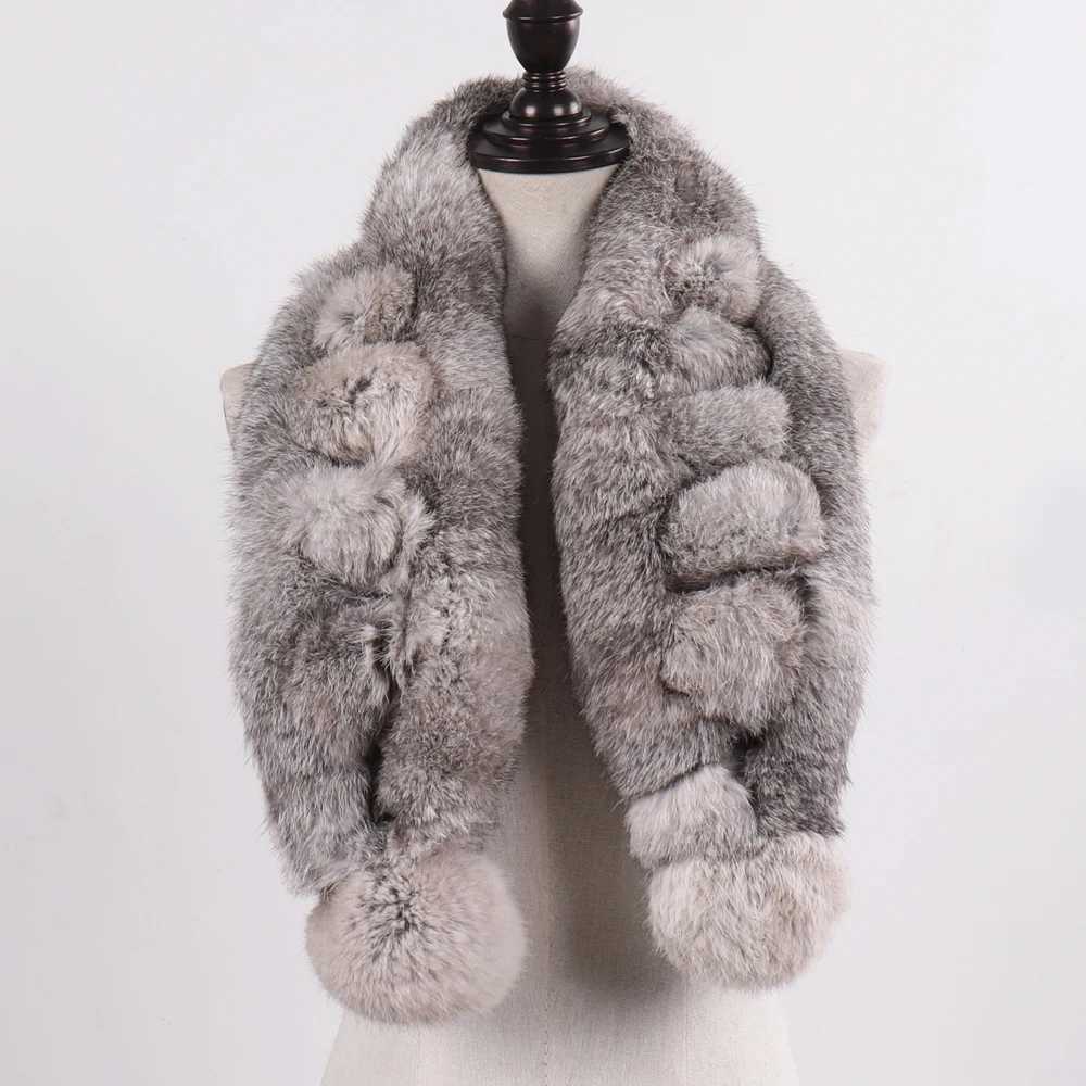 New Brand Lady 100 Natural Rabbit Fur Scarf Women Winter Thick Warm Real Fur Neckerchief Russia Female Outdoor Fur ScarvesJ251129