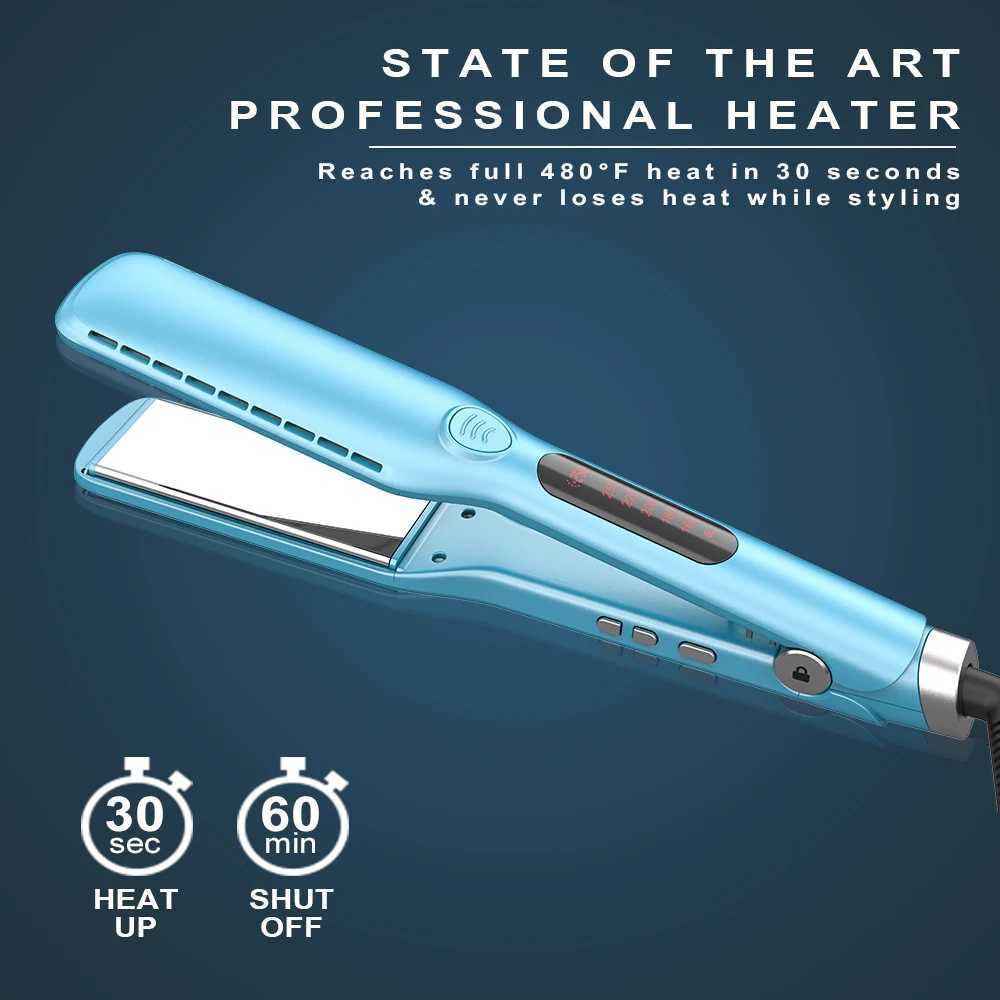 SMET Ionic Flat Iron for Hair With Adjustable Temperature 3D Titanium Floating Plates 2-in-1 Hair Iron for All Hair TypesT251129