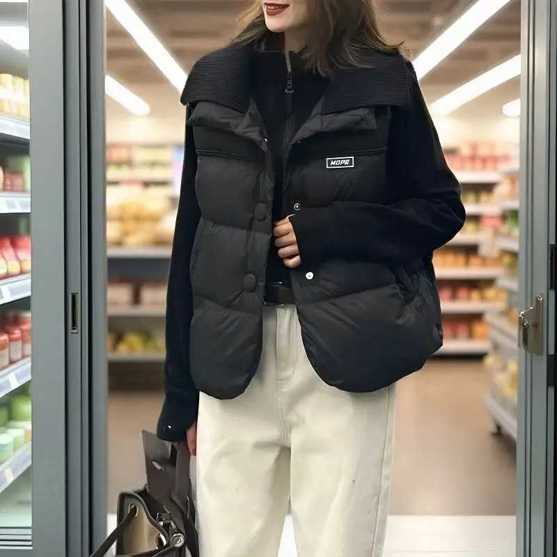 Autumn Winter New Waist Coat Jacket Padded Solid Color Sleeveless Over Wear Womens Plus Size Down Cotton Coat Vest CardiganT251129