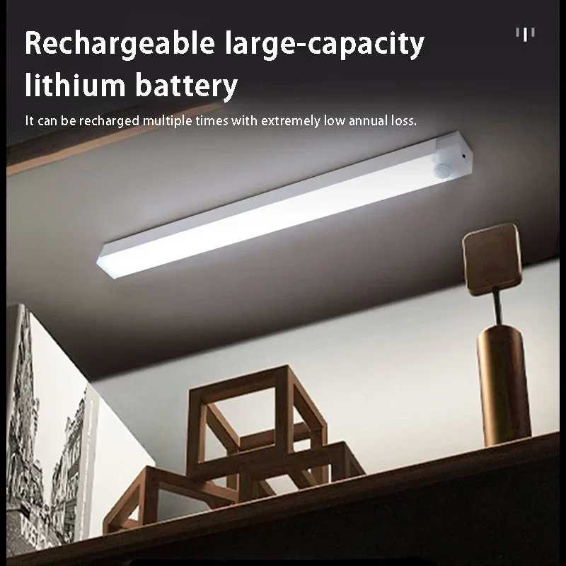 LED Motion Sensor Light Wireless LED Night Light Type-C Rechargeable Light Cabinet Wardrobe Lamp Staircase Backlight For Kitchen M251129