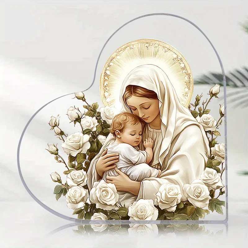 1pc 2D Acrylic -Shaped Jesus Birth Virgin Mary Decoration Religious Gift Waterproof for Living Ro Desk Bedro Ornament H251129