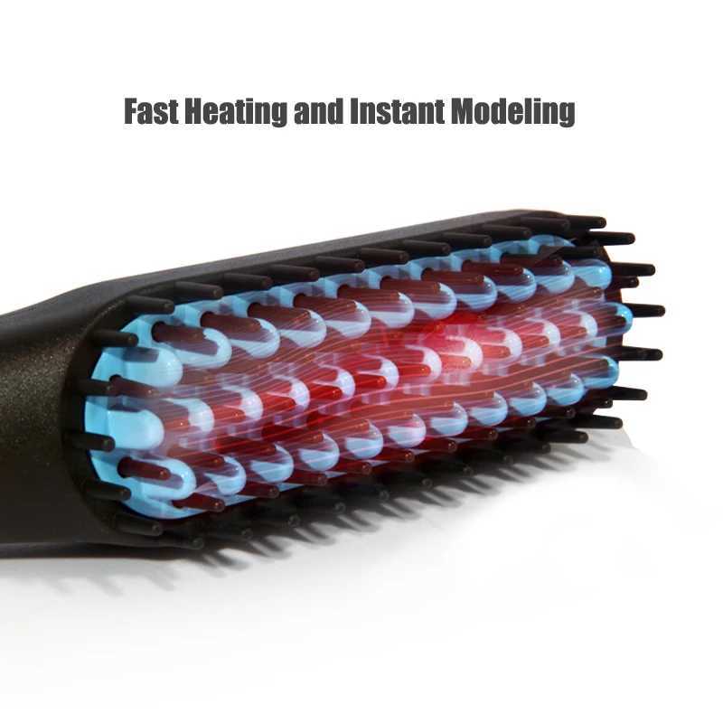 Heating Straightening Comb Hair Straightener Brush Men Quick Beard Straightener Brush Beard Styling Tools Iron Smoothing CombsT251129