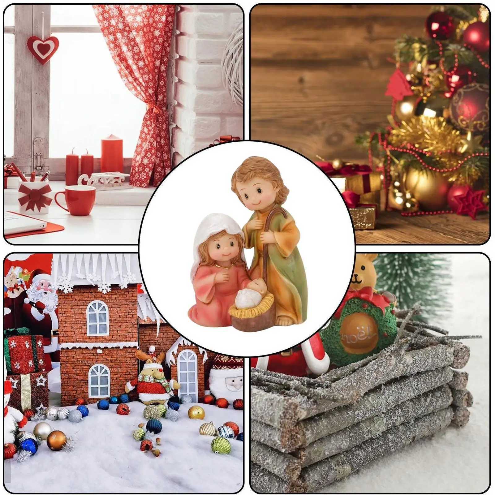 Nativity Statue Indoor Resin Christmas Decor Figurine Desktop Birth Of Jesus Statue For Bookcase Window Sill Bookshelf Display H251129