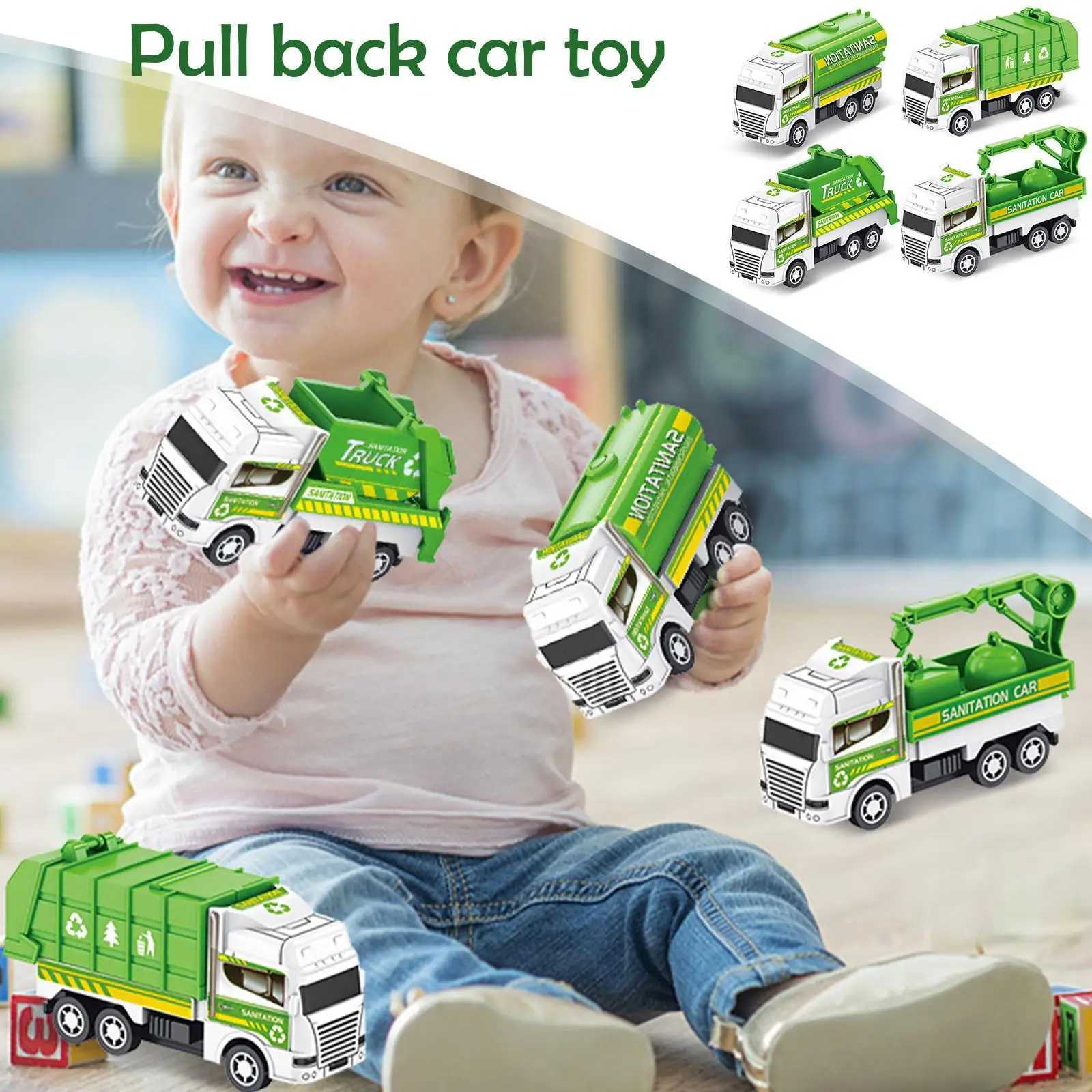 1pc Kids Toys Car Inertia Sanitation Truck Pull Back Plastic Model Engineering Vehicle Fire Engine Boys Toys For Children G L8y6 J251129