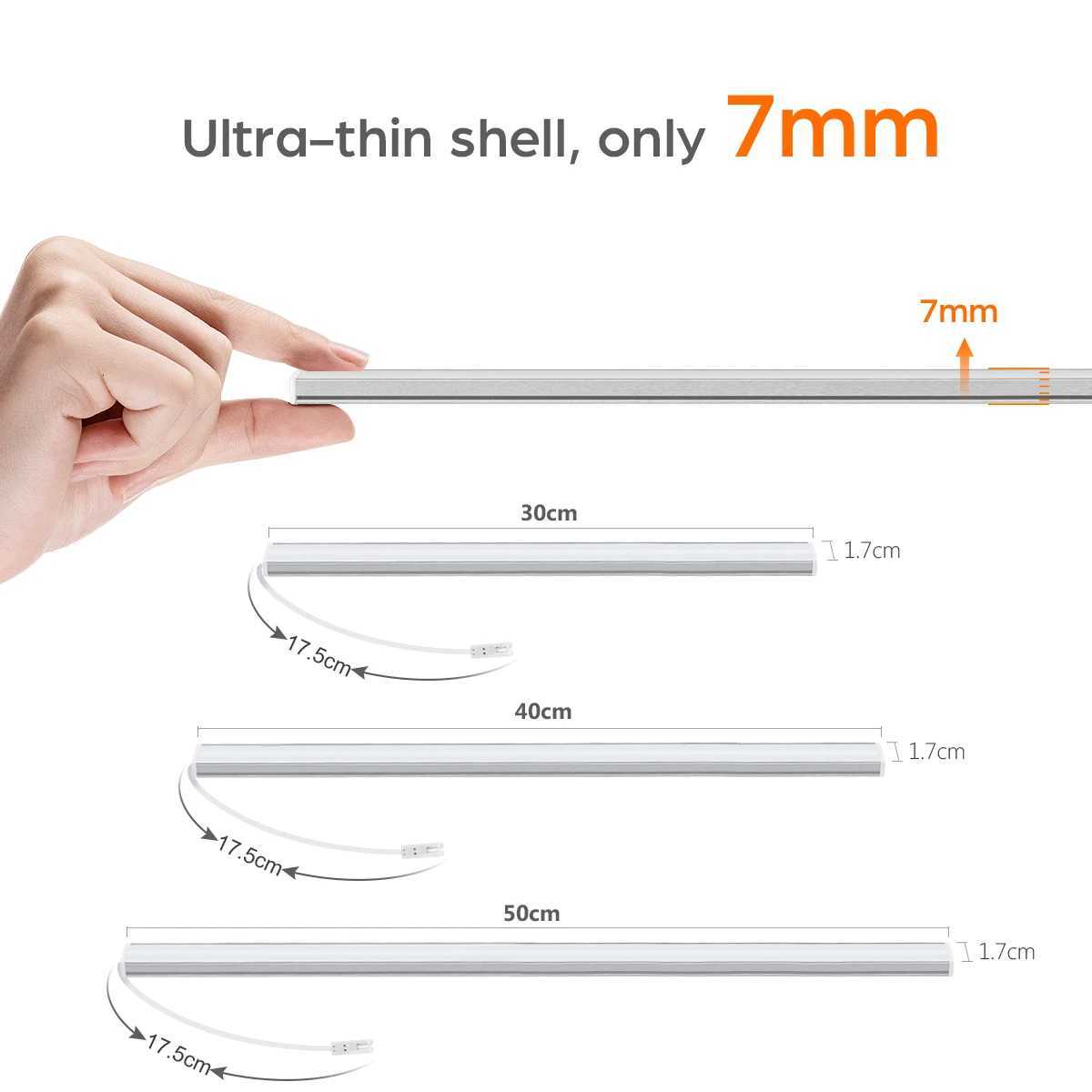 1-6Pcs Kitchen LED Under Cabinet Light Penetrable Wood Hand Scan Motion Sensor Touch Switch Dimmable Bathroom Bar Night Lamp M251129