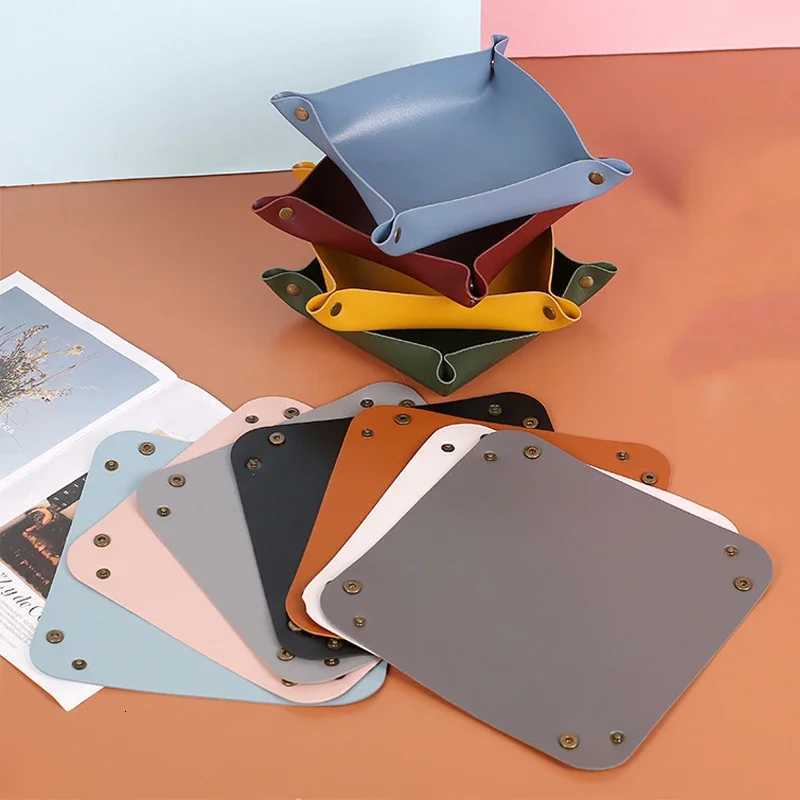 1Pc 20cmX20cm Nordic PU Leather Storage Box Household Travel Portable Storage Tray Y251129