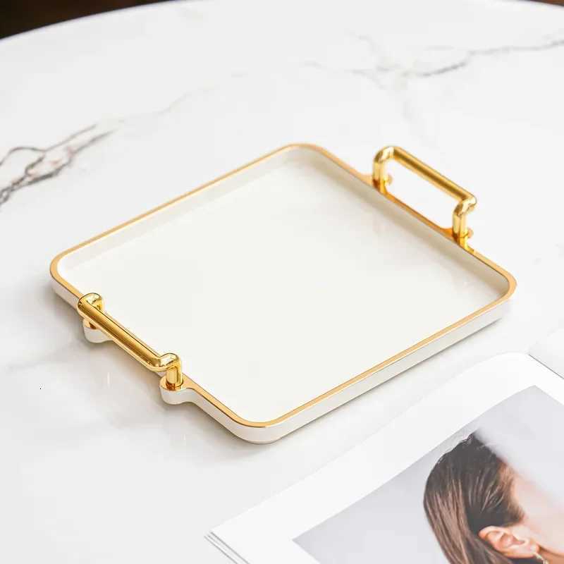 Light Luxury Tray Household Rectangular Cosmetics Storage Tray Living Room Water Cup Storage Hotel Apartment Storage Tray Y251129