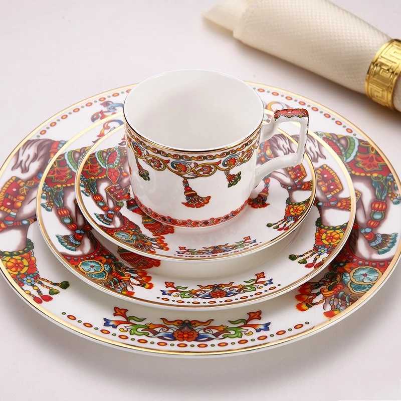 Luxury Modern trendy serving plate steak plate ceramic tableware set fashionable couple coffee cup plate Y251129