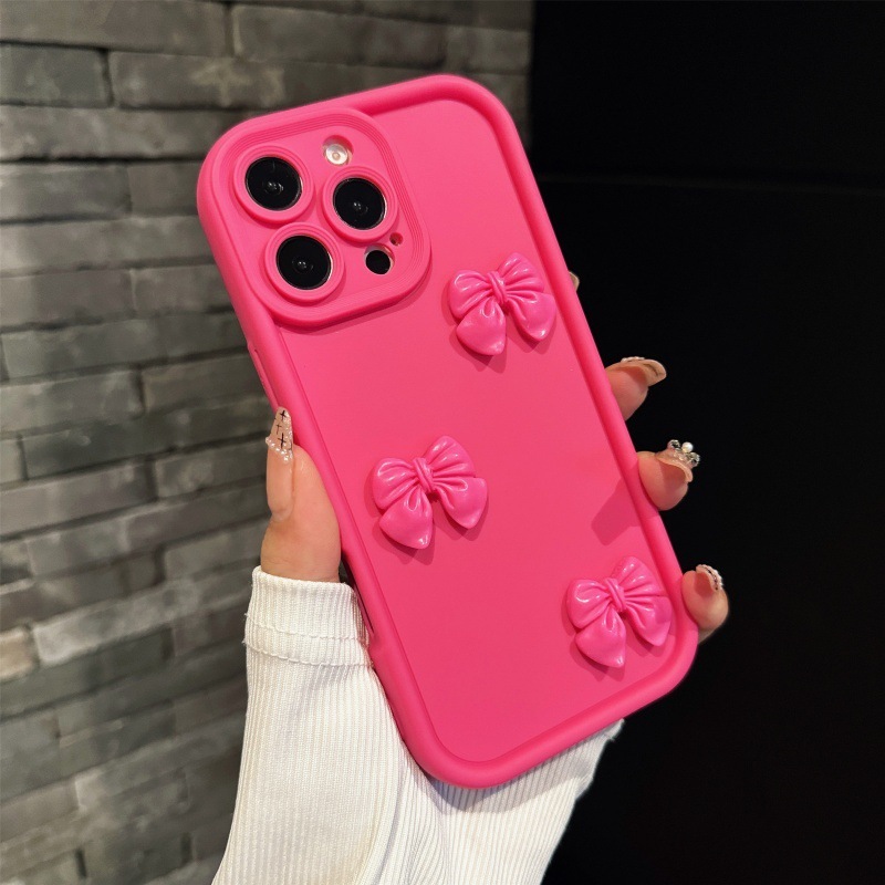 Bowknot Phone Case Compatible iPhone 17 Pro Max Full Coverage Apple 16/15 Matte Creative Shockproof Cover