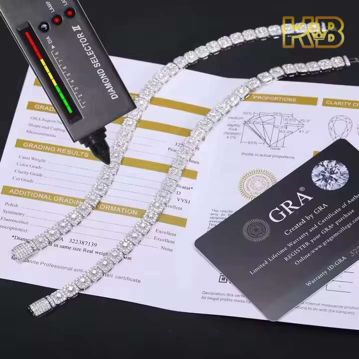 6mm Moissanite Tennis Bracelet for Men 925 Sterling Silver Plated Sparkling Halo Hip Hop Jewelry Wedding Anniversary Gift