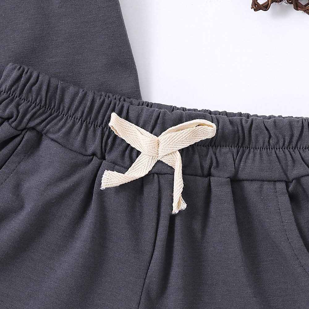Luxury children's outfit set for summer boys and girls, high-quality sportswear set, solid color short sleeved cotton T-shirt two-piece set, 80cm