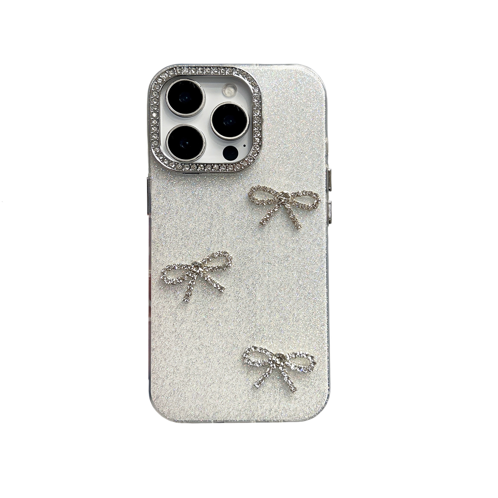 Bowknot Phone Case iPhone 16 Pro Max Compatible with Apple 15/14/13 Pro 3D Glitter Rhinestone Protective Case