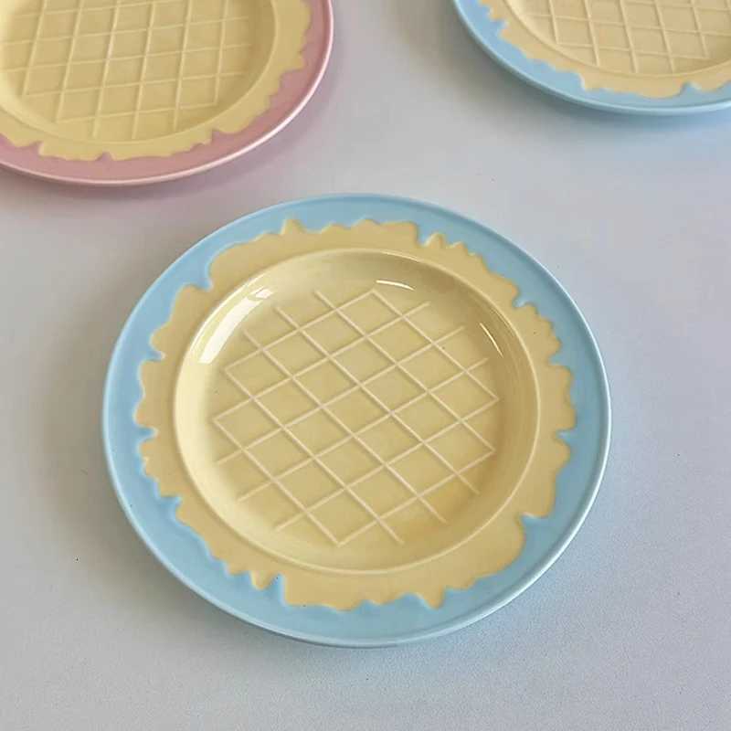 Luxury Nordic Style Tableware Household Patchwork Breakfast Plates 2025 New Simple Ceramic Dish Shaped Dessert Plate Y251129