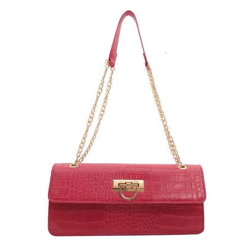 French PU Crocodile Pattern Chain Bag Womens 2024 New Fashionable PU Underarm Handbags Bag Trendy Messenger Bags K251128