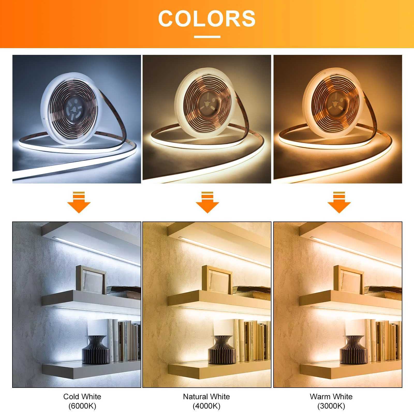 IP68 Waterproof COB Strip Light 12V 24V Sauna LED Strip 3000K 4000K 6000K Flexible Ribbon LED Tape For Outdoor Kitchen Bathroom M251129