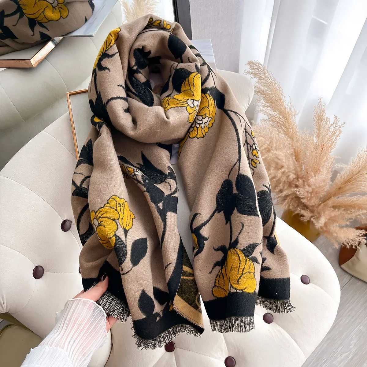NEW Brand Women Two-Sided Scarf Imitation Cashmere Soft Warm Shawl Winter Outdoor Coldproof Windproof Blanket ScarfJ251129