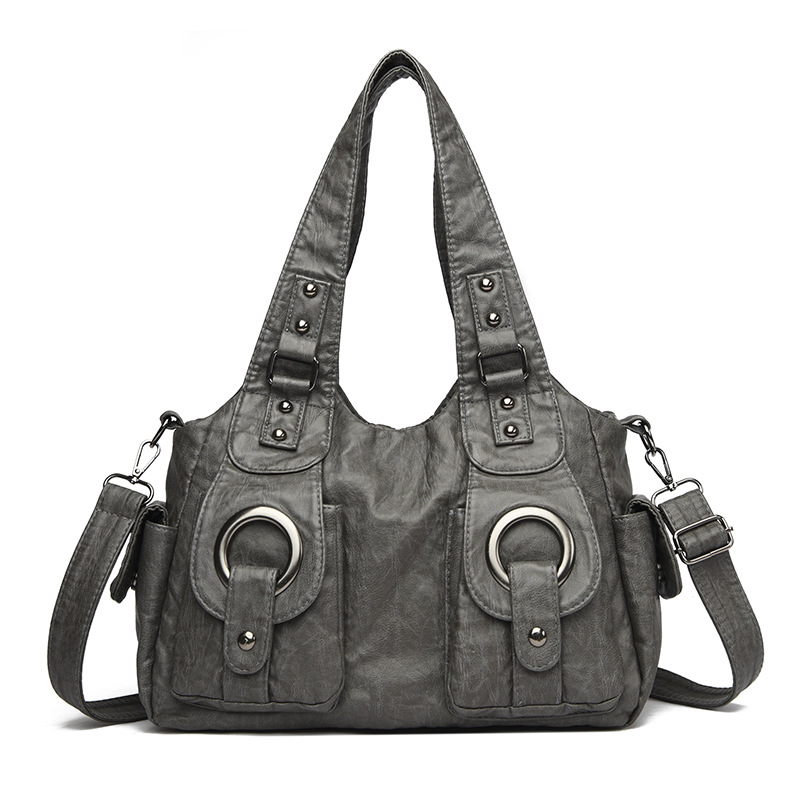 Retro personality, versatile, chic zipper, tote bag, shoulder bag, commuter large volume crossbody bag