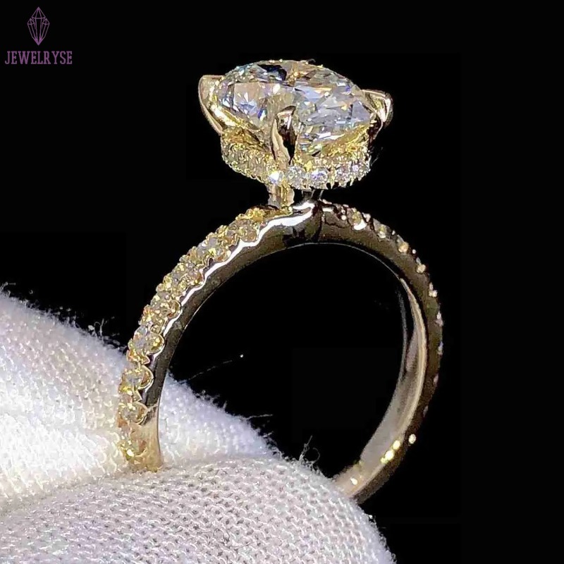 Real Gold 9K 14K S Sier Women Wedding Set Oval Cut Diamond Engagement Rings Moissanite Gift