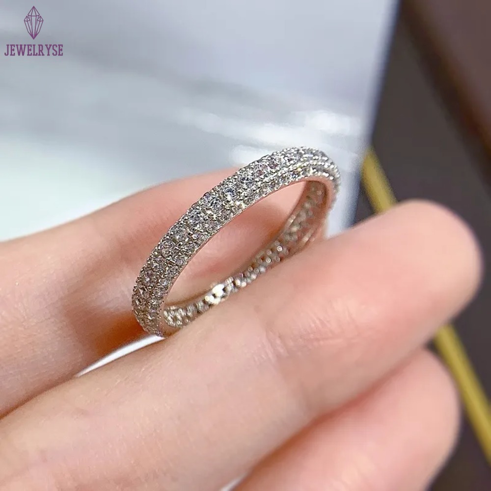 Choucong Wedding Rings Simple Fine Jewelry Pure 100%925 Sterling Silver Pave White Moissanite CZ Diamond Gemstones Eternity Women Engagement Band Ring