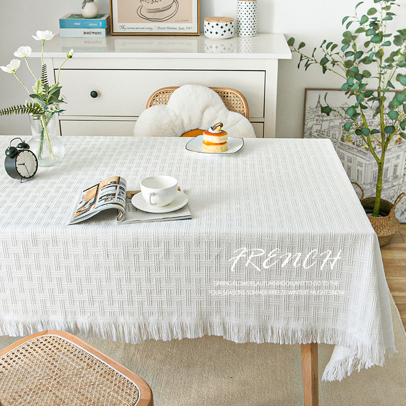 A855 tablecloth knitted fabric tablecloth lace coffee table cover cloth high-grade light luxury desk tablecloth rectangular