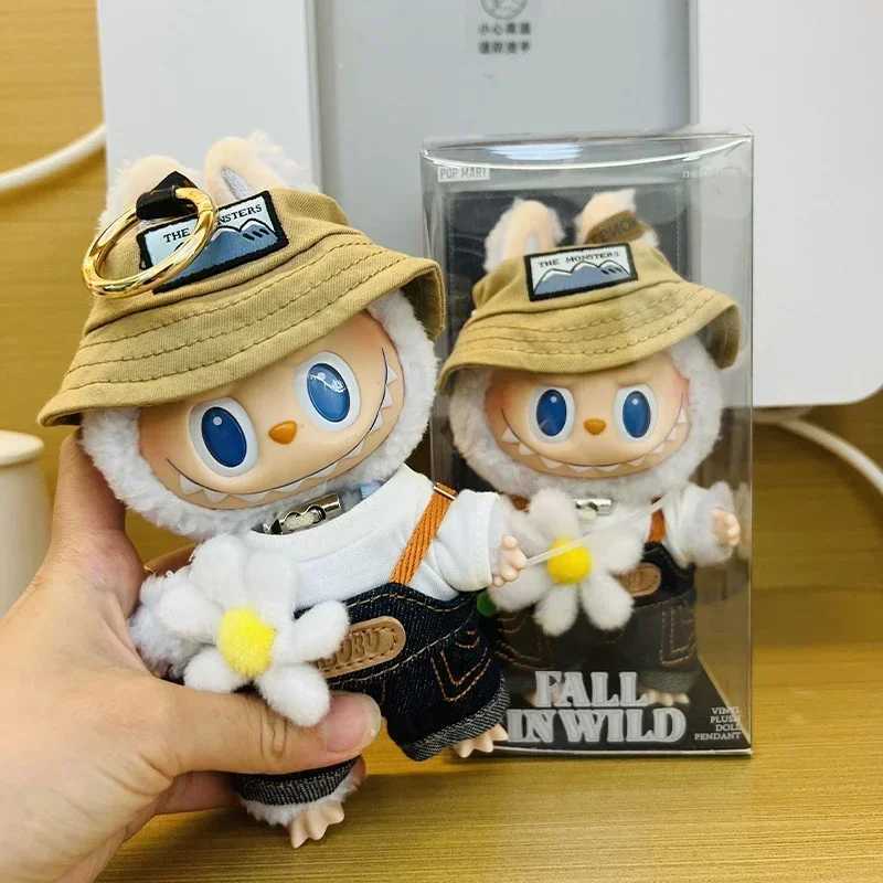 Real Labubu monsters in spring wild autumn at home denim vinyl doll backpack pendant decorative keychain X250429