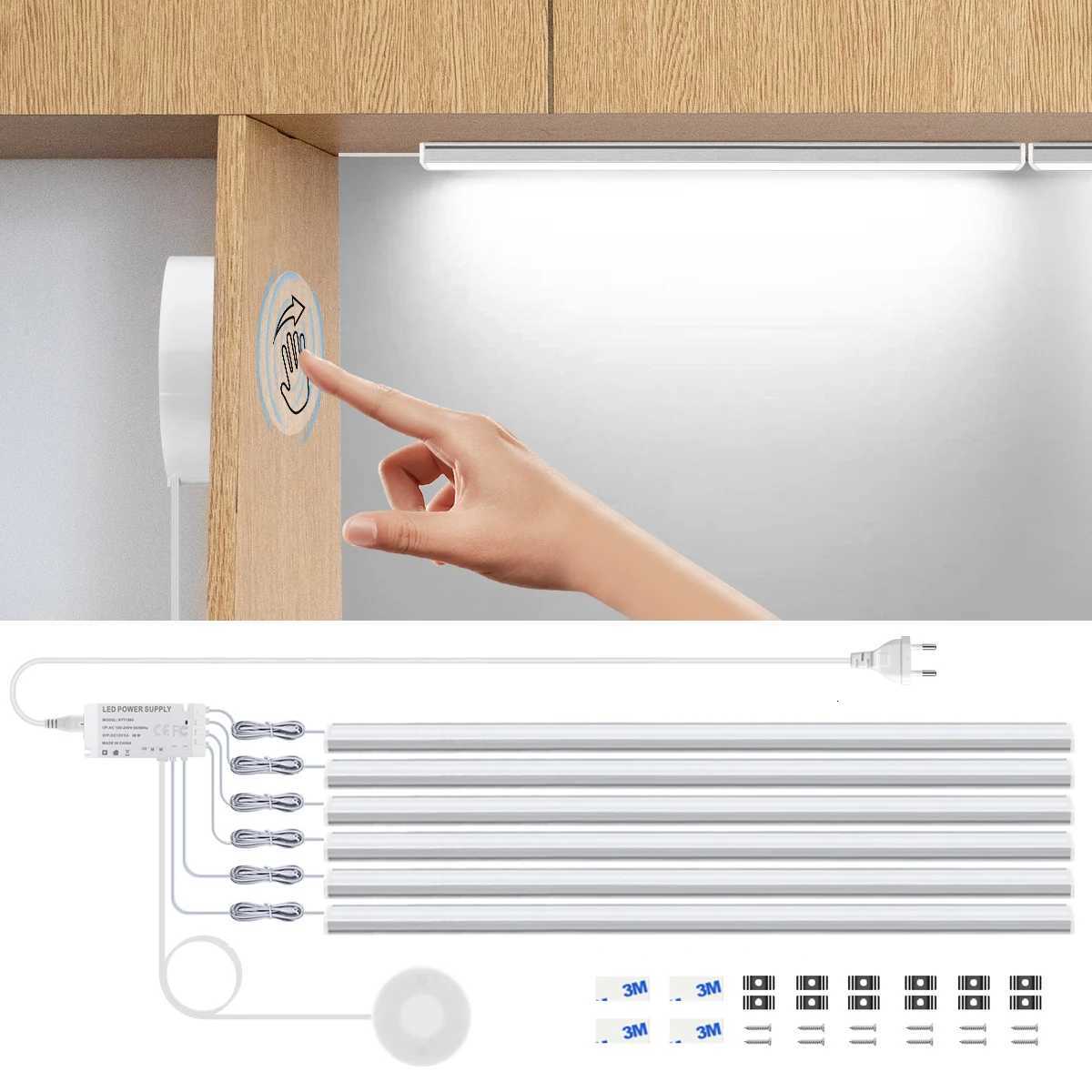 Motion Touch Sensor LED Lights Wireless Light Penetrable Wood Aluminum Bar Light Cabinet Wardrobe Lamp Backlight For Kitchen M251129