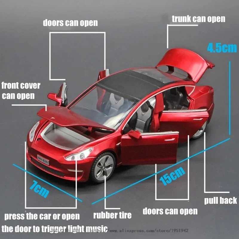 132 Tesla MODEL 3 Alloy Car Model Diecasts Toy Vehicles Toy Cars Kid Toys For Children Gifts Boy Toy J251129