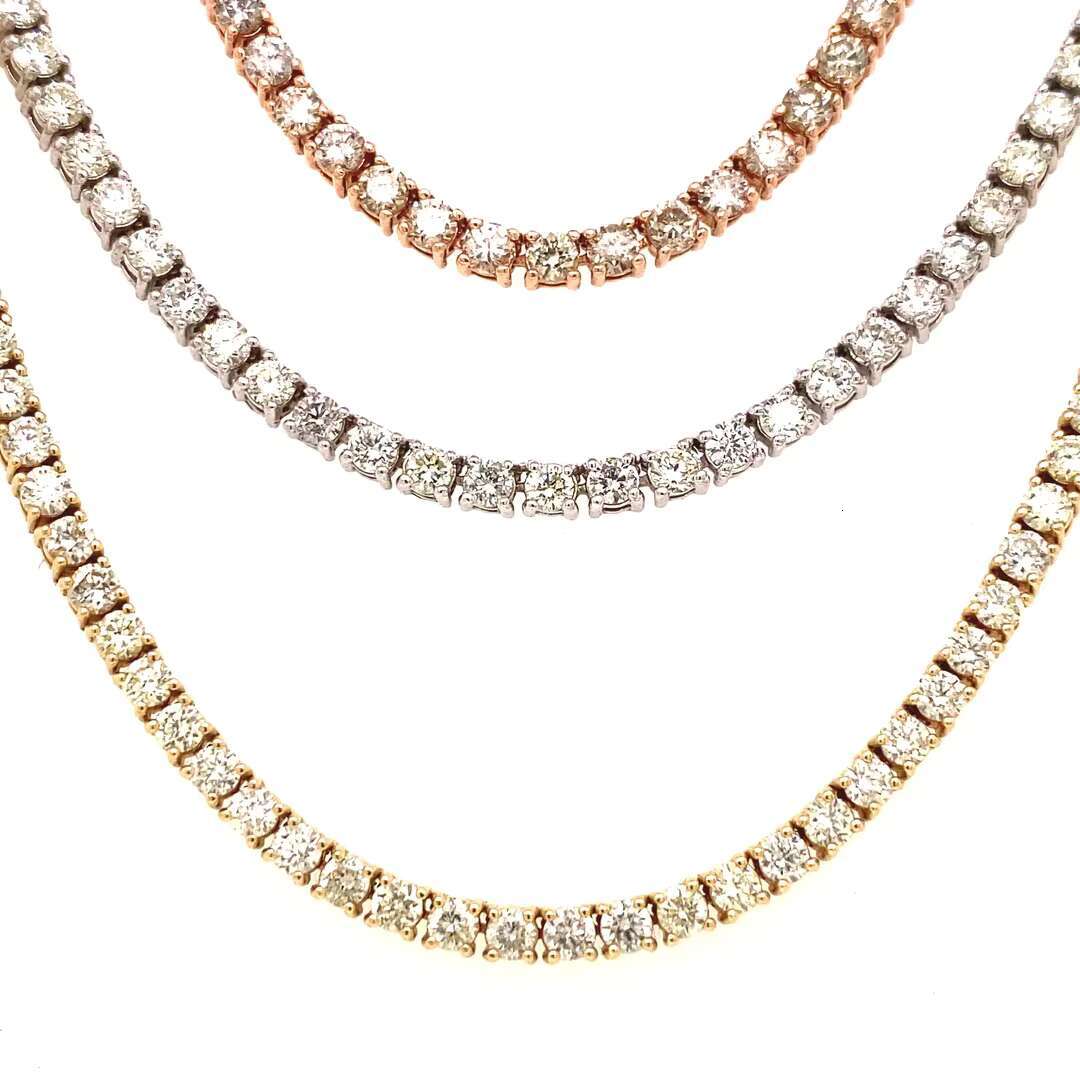 Starsgem 925 Sterling Silver Bayan Kolye Diamond Moissanite Gemstone Tennis Chain Necklace Jewelry for Women