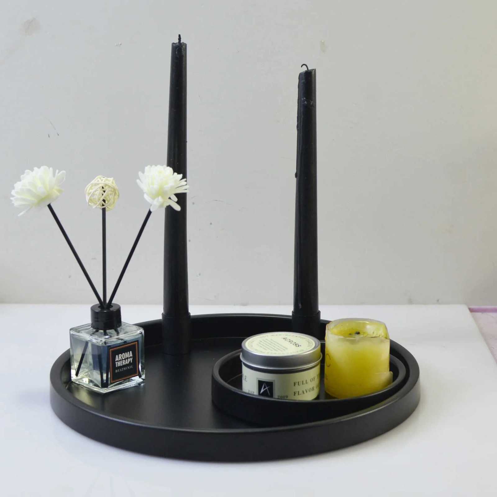 Northern Europe Matel Tray Decorative Ornament for Perfume Jewelry Bracelet Earrings Storage Tray Candle Holder Y251129