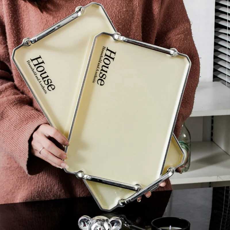 Plastic Storage Tray With Handles Dessert Plate Nut Fruit Cake Tray Home Tea Tray Desktop Cosmetic Jewelry Tray Serving Tray Y251129