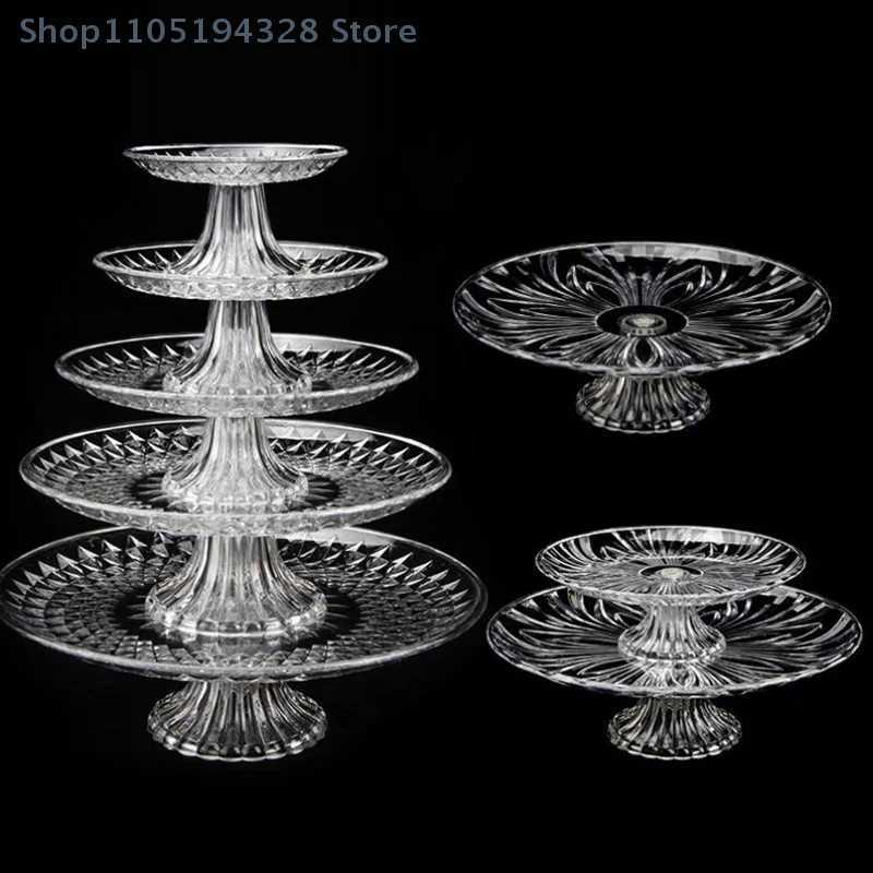 1PC 15/20/25/30cm Acrylic Serving Plates Fruit Dessert Salad Tray Cupcake Display Stand Round Dinner Plate Kitchen Supplies Y251129