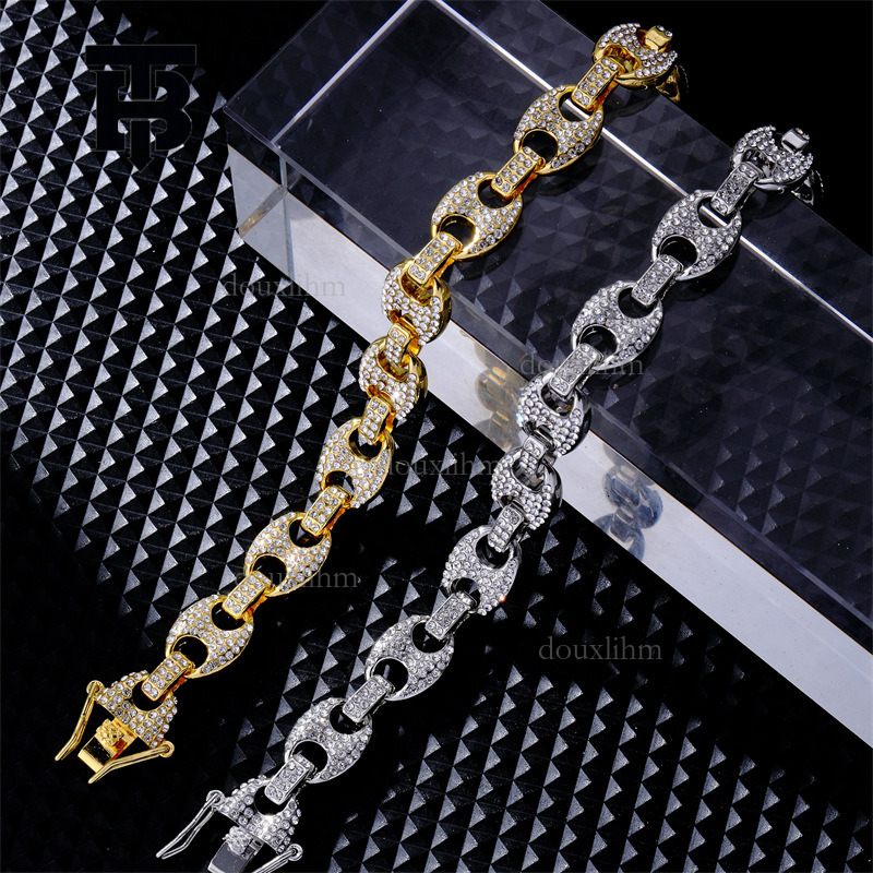 TB BHULAMTE Designer Luxury High-end Women's Bracelet Trend Pig Nose Hip-hop Personality Alloy Rhinestone Men's Cuban Chain Fashion Jewelry