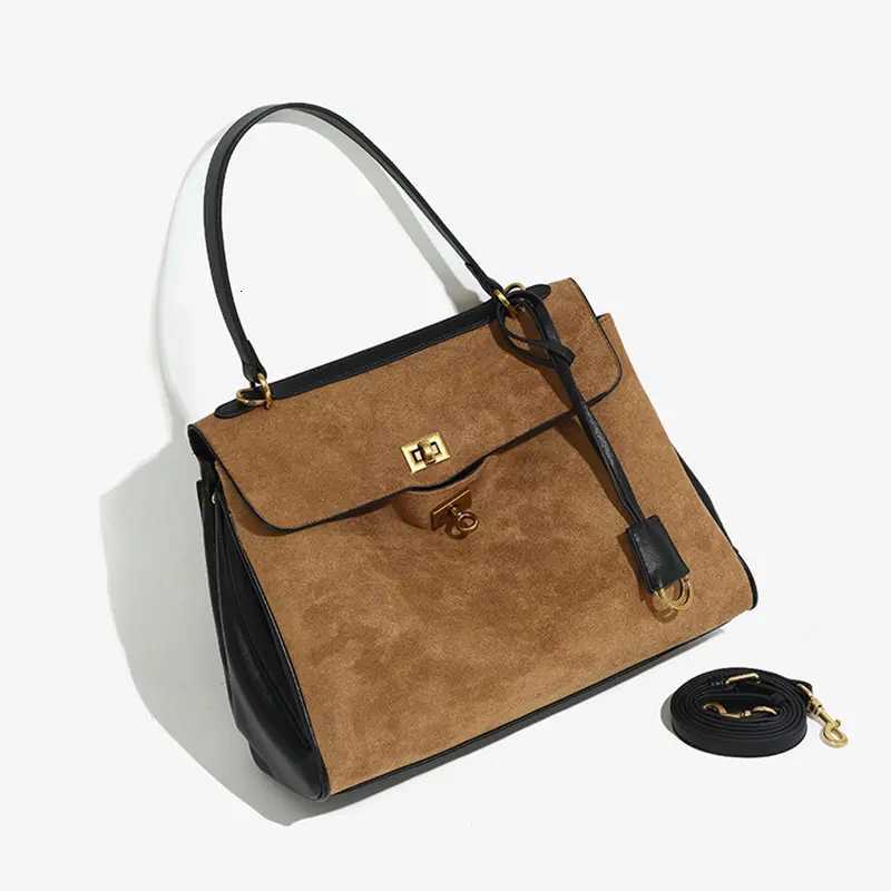 brand Frosted Leather Tote Bag Large Capacity Handbag For Women With Lock Handheld Shoulder Crossbody Briefcase Work Bags K251128