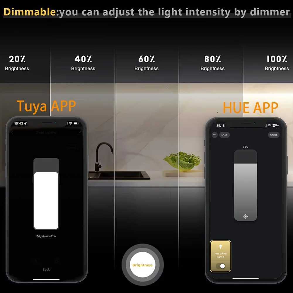 5V USB Tuya Zigbee 30 COB LED Strip Light 1m-5m Warm White Flexible Dimmable Lights 320leds/m Home Decoration for Alexa Google M251129