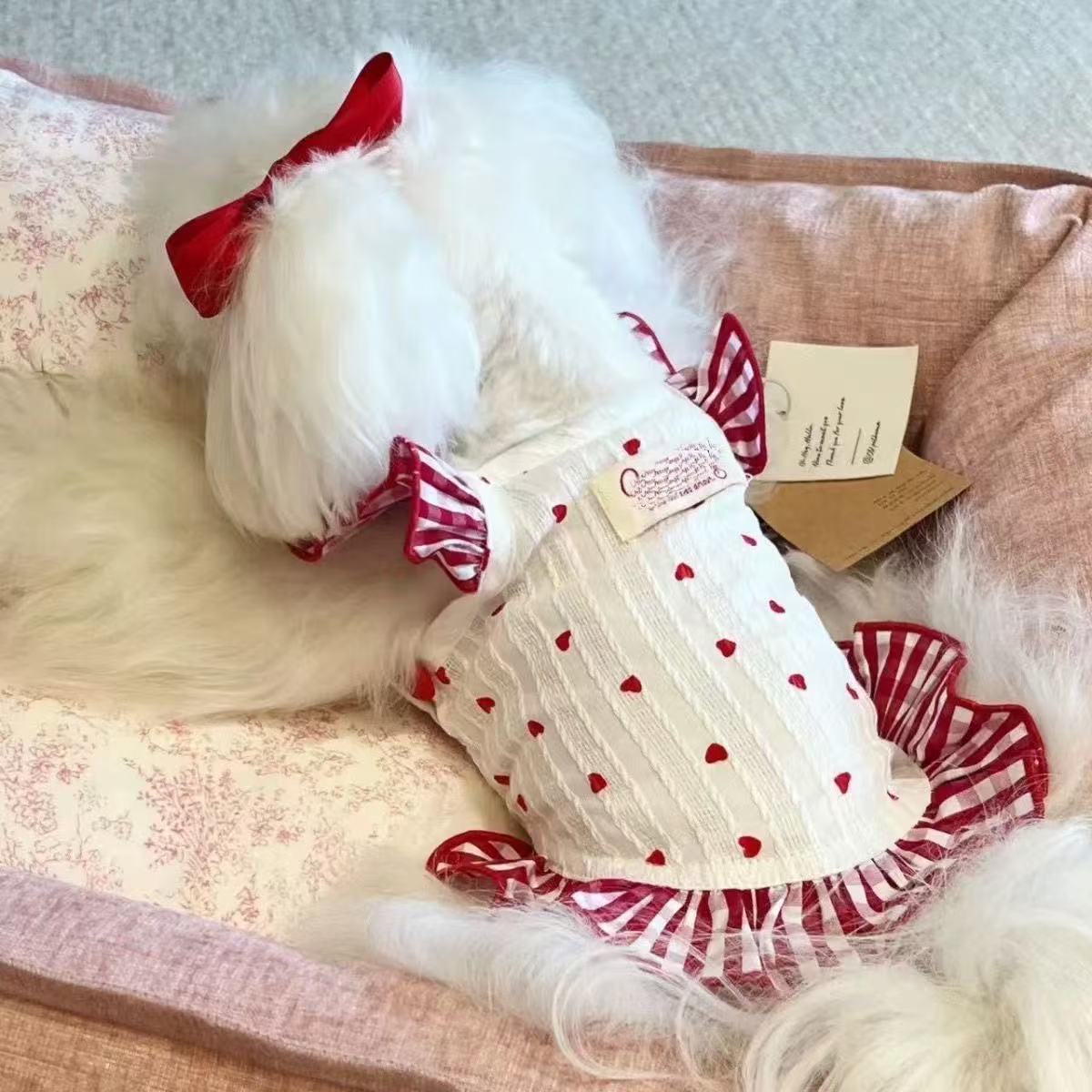 T0094Autumn Style Pet Dress: Adorable Preppy Skirt for Miniature Dogs
