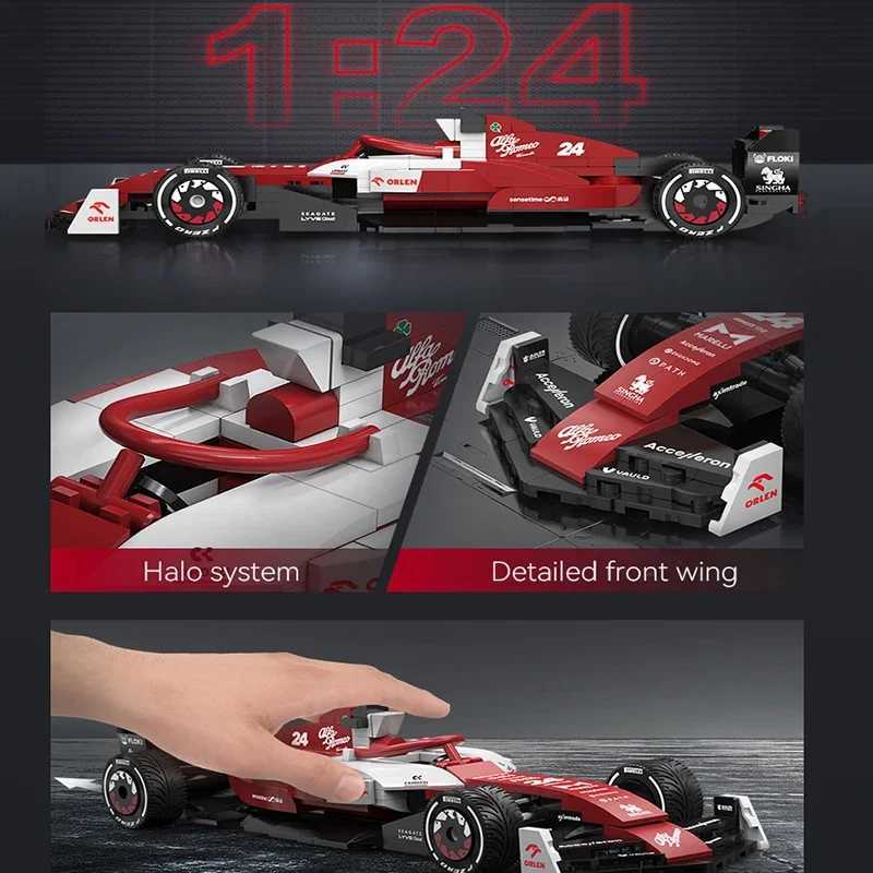 124 Alfa Romeo Formula-1 Racing Car F1 Racing Car C42 Sports Car Model Building Blocks City Racing Car Bricks Toys Kid Gift J251129