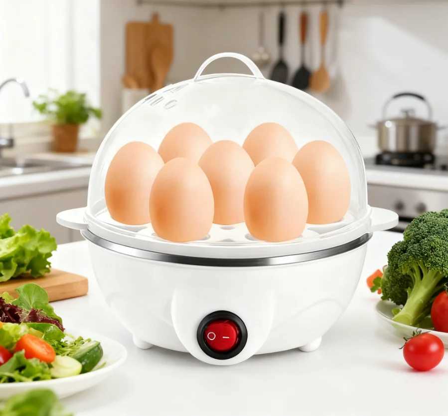 1-Person Mini Egg Cooker Automatic Power off Multi-Functional Steamed Egg Boiled Egg Maker for Breakfast Home Kitchen Appliance C251129