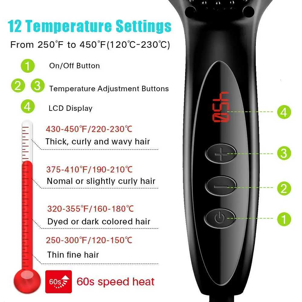 Hair Straightener Electric Hair Brushes Heating Comb 2 In 1 Hair Straightening Hair Curler Curling Iron Stying ToolT251129