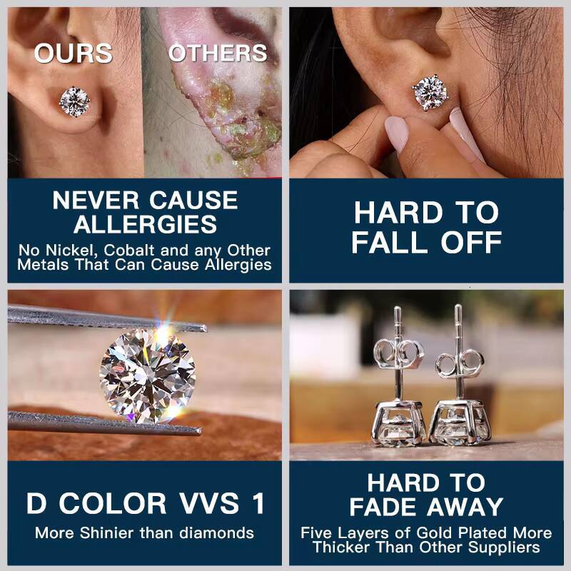 IGI Certified Lab Grown Diamond Stud Earrings 14K 18K Gold Plated VVS Radiant Cut Custom Color Unisex Jewelry