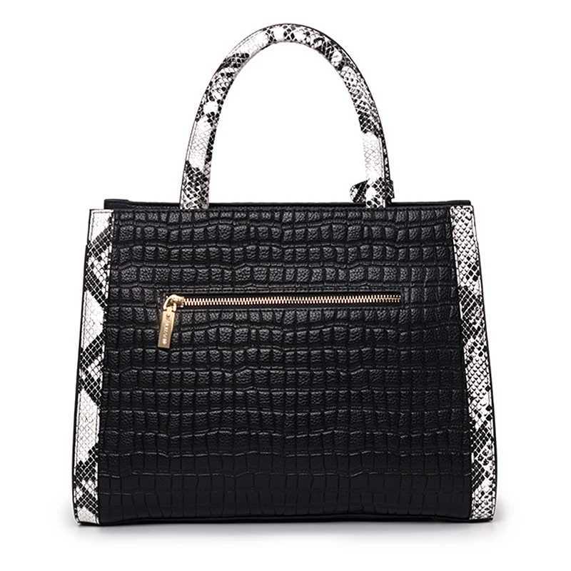Aidrani New Womens Black Handbag Cowhide material with Stone Pattern Fashionable Elegant and Large Capacity K251128