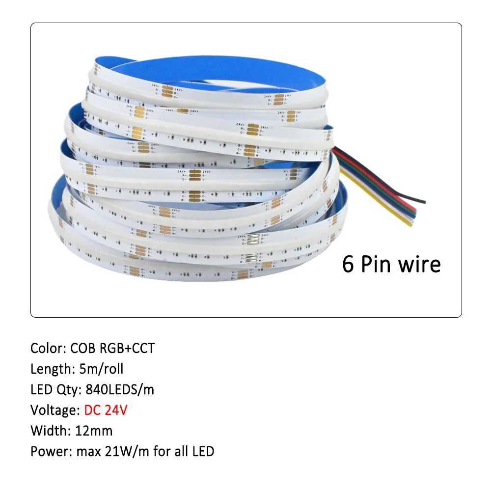 5M 10M 20M 24V COB RGBCCT LED Strip Flexible Dimmable Room Cabinet Liner Light Bedroom Decor 24G RF Touch Panel Remote Control M251129