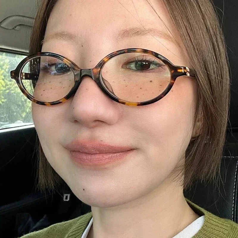 Y2K Retro Oval Frame Glasses Women Leopard Ins Sweet Cool Eyewear Trend Reading Computer Anti Blue Light Eyeglasses 251125