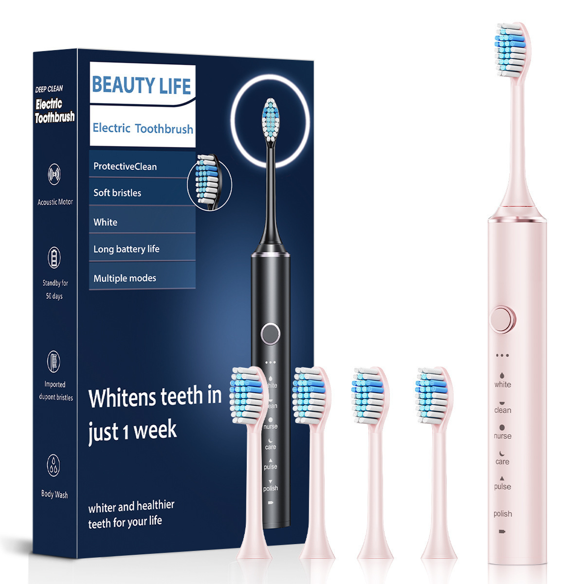 Rtauys S5 Upgraded Sonic Electric Toothbrush for Adults and Kids Ages 12 with 8 Brush Heads IPX7 Travel Toothbrush with Case 250516