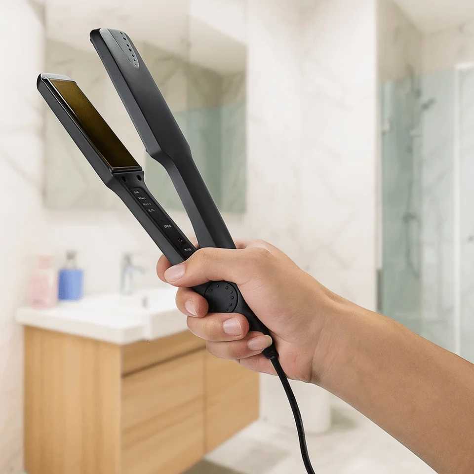 Fast Warm-up Electric Hair Straightener Widened Ceramic Glaze Hair Curler Temperature Adjustable EU Plug Hair Styling ToolT251129