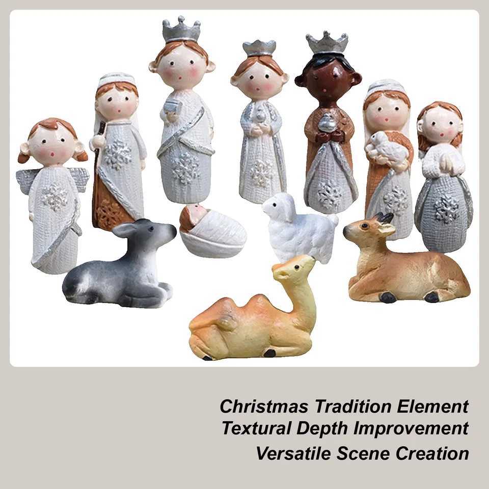 Christmas Nativity Scene Figurines Religious The Birth Of Jesus Decor Nativity Figures Set For Desk Desktop Shelf Bookshelf H251129